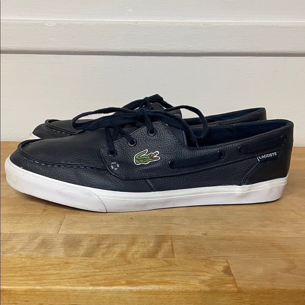 Lacoste navy leather deck shoes men’s size 10.5